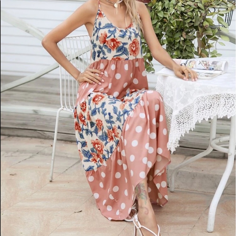 Boho dot and floral cami maxi dress - Picture 7 of 7